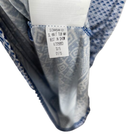 Old Navy Tube Maxi Dress XXL Blue White Print Strapless Elastic Waist Tie - Picture 8 of 8